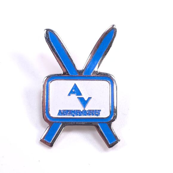 Vintage Alpine Valley Enamel Ski Pinback Pin - Picture 1 of 3